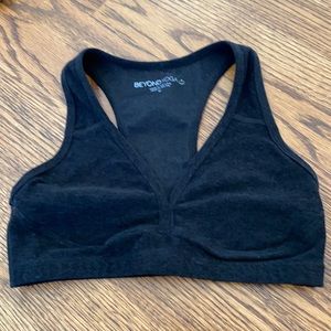 Beyond Yoga heather black v-neck sports bra